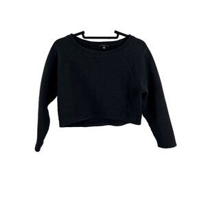 Aritzia Talula Black Ribbed Cropped Long-Sleeved Top Womens Size M